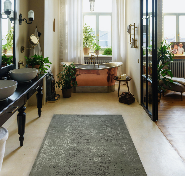 Pokhara 4x6 Grey/Beige Wool and Bamboo Silk