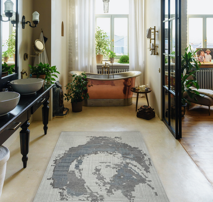 Enso 4x6 Blue/Beige Wool