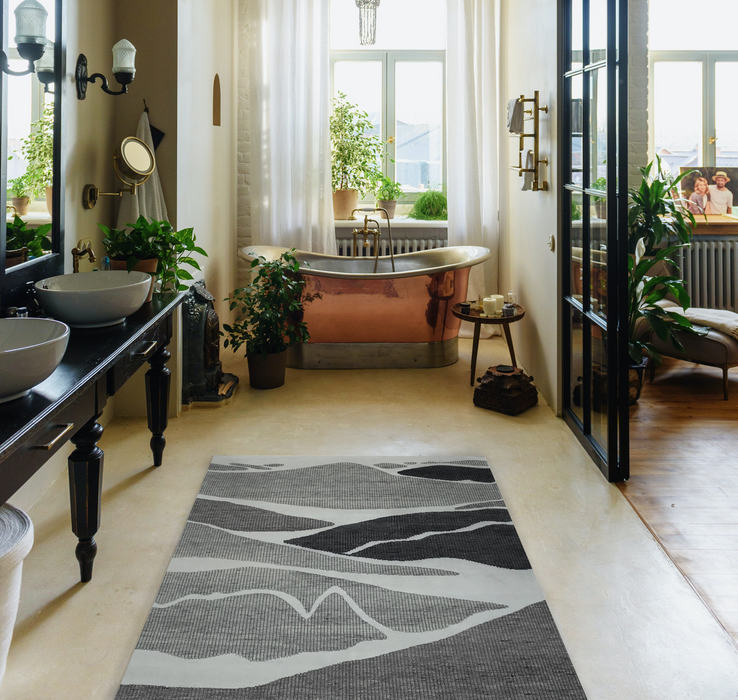 Strolling Garden 4x6 Charcoal/Ivory Wool