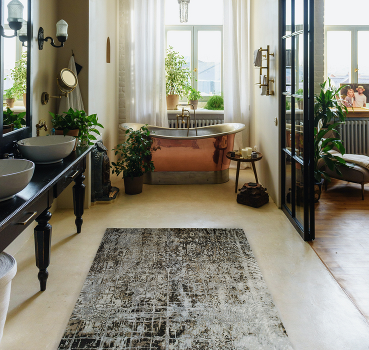 Disparate 4x6 Grey/Multi Wool and Silk (A)