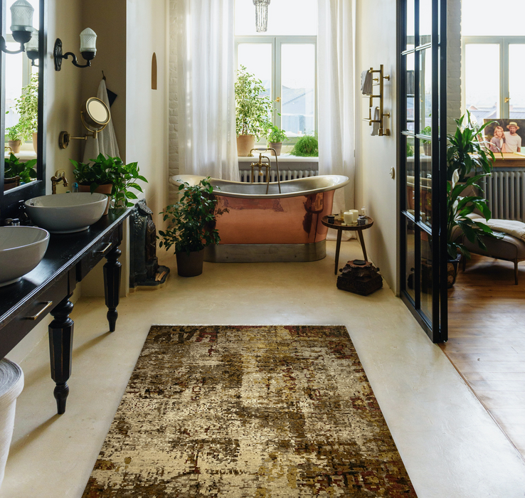 Textures 4x6 Rust/Ivory/Brown Wool and Silk