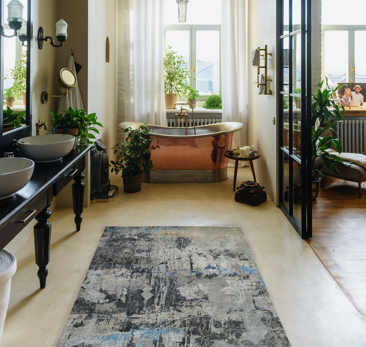 Sedona 4x6 Beige/Charcoal/Ivory Wool and Silk