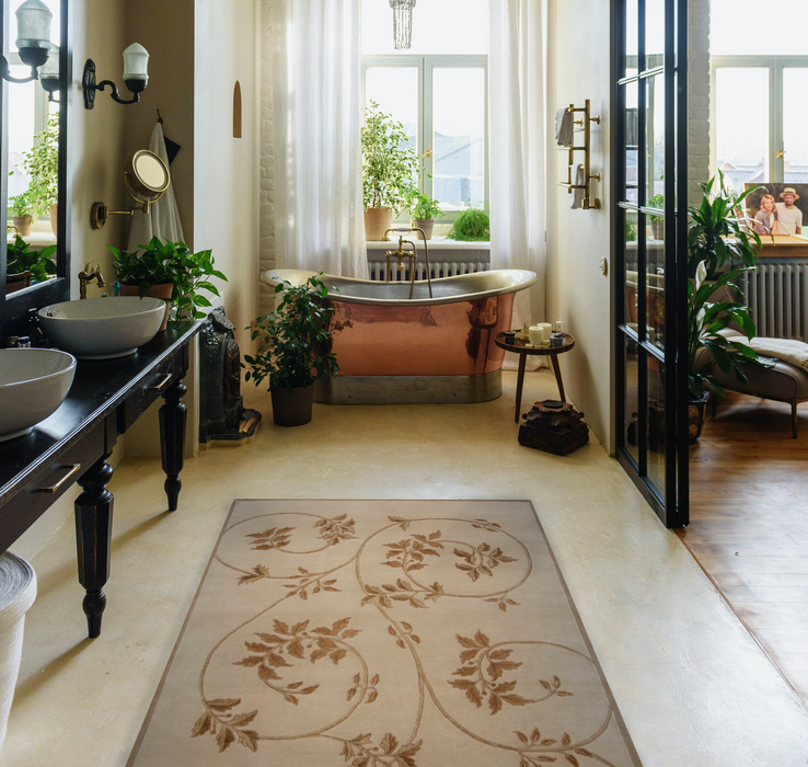 Lata 5x7 Beige Wool and Silk