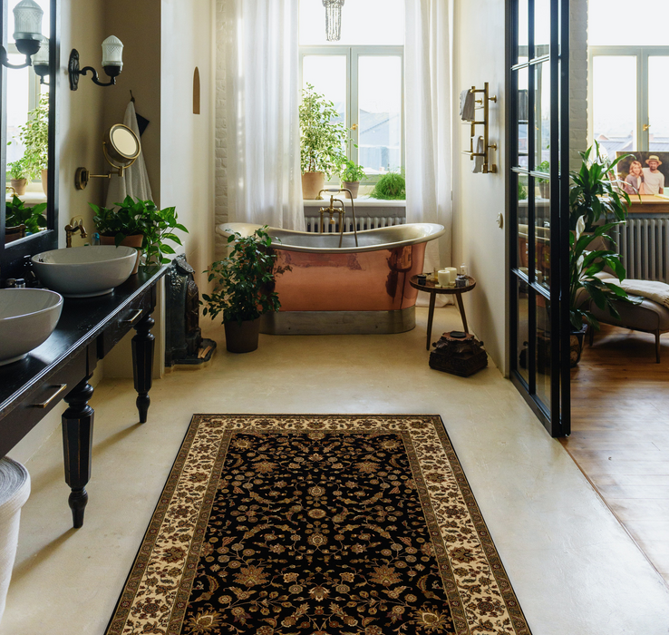 Indo Persian 4x6 Black/Cream Wool