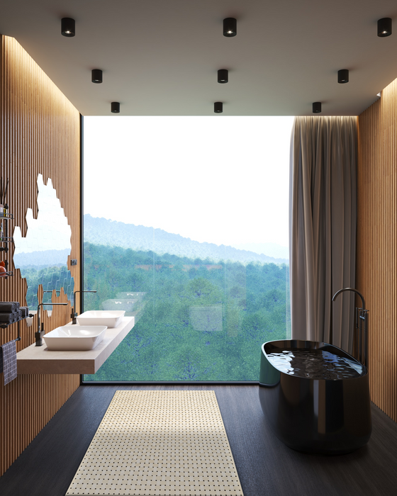 Basket 4x6 Ivory/Black Wool and Bamboo Silk