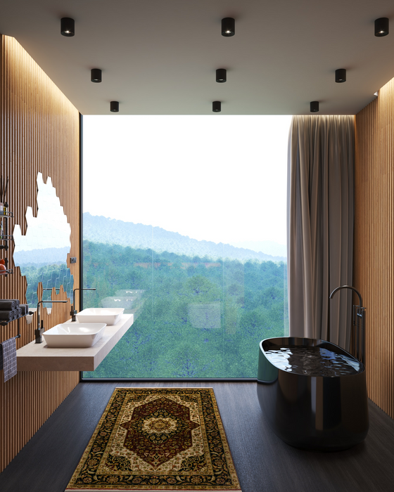 Indo Persian Kashan 4x6 Red/Black Wool