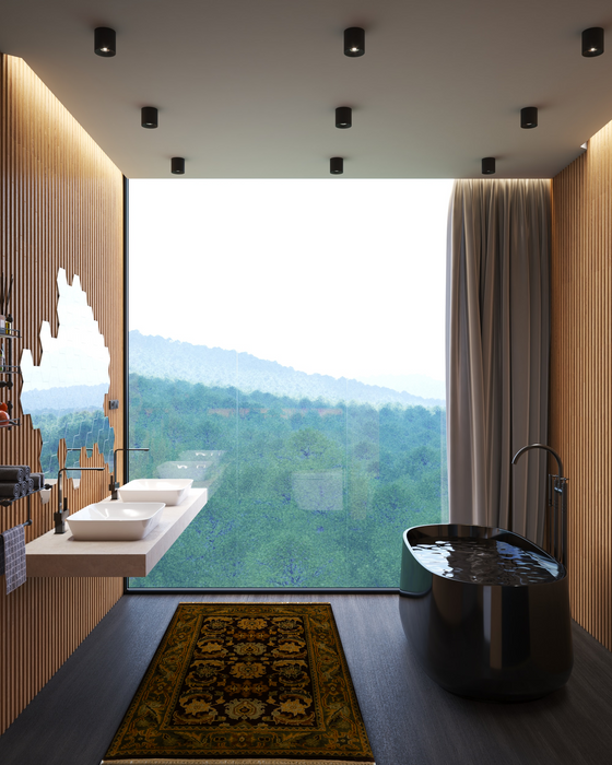 Indo Persian 2x3 Eggplant/Green Wool