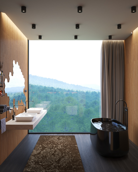 Pokhara 4x6 Brown/Aqua Wool and Bamboo silk