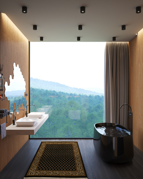 Mir 2x3 Black/Cream Wool and Silk D