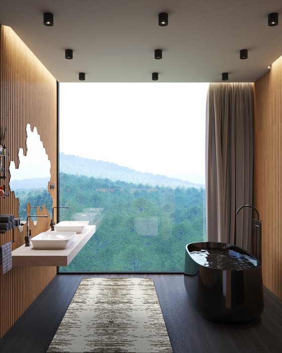 Marble 4x6 Charcoal/Ivory Wool