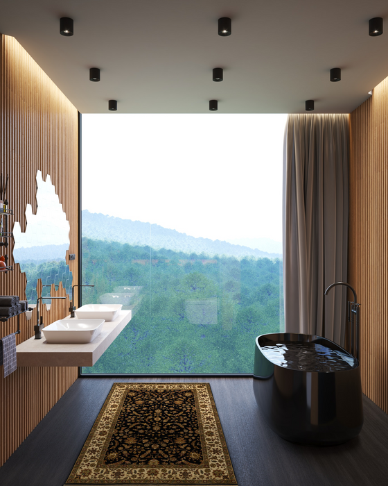 Indo Persian 4x6 Black/Cream Wool