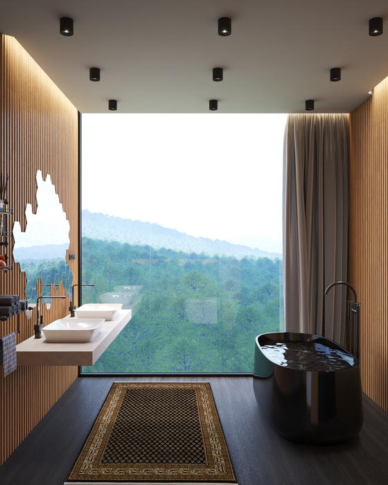 Mir 3x5 Black/Cream Wool and Silk B