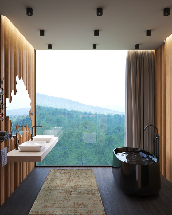 Pokhara 4x6 Aqua/Brown Wool and Bamboo Silk