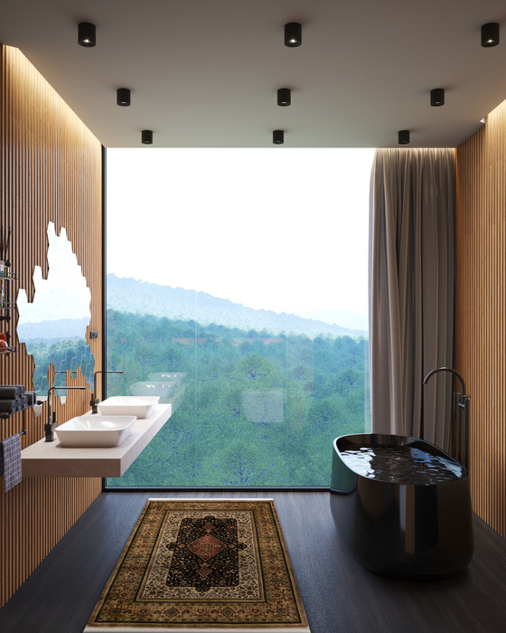 Shah Kashan 4x6 Black/Beige Wool