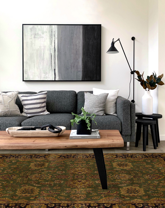 Mashhad 6x9 Green/Black Wool