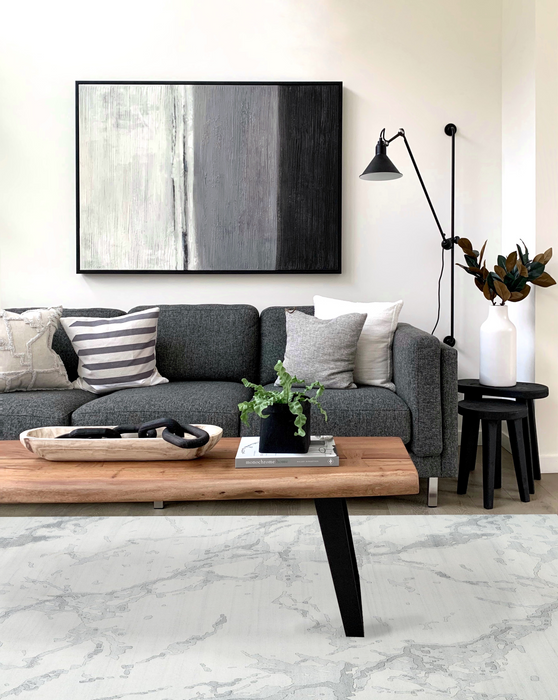 Marble 6x9 Ivory/Grey Wool and Bamboo silk