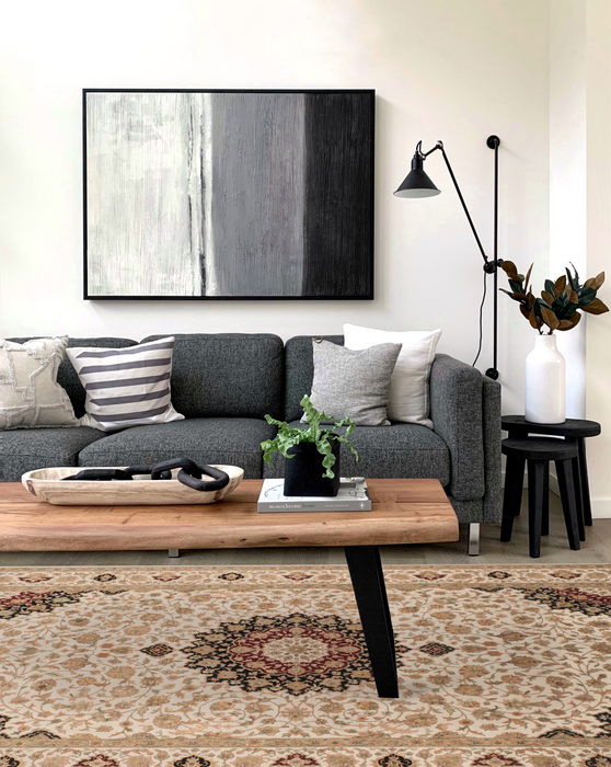 New Tabriz 6x9 Ivory Wool and Silk