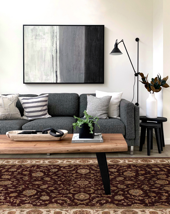 Indo Persian 6x9 Burgundy/Beige Wool and Silk