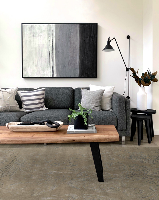 Pokhara 5x7 Grey-Dark Teal Wool & Bamboo Silk