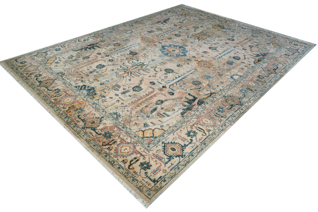 Return To Classic 9x12 Blue/Beige Wool