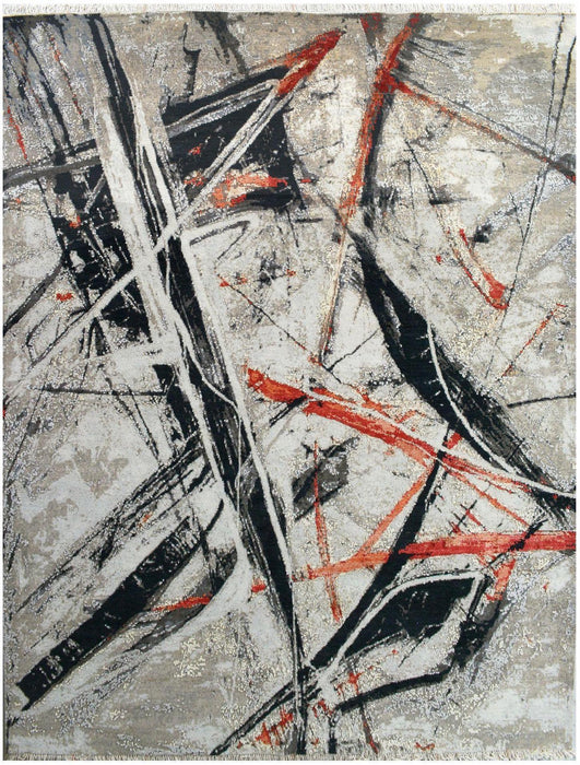 Ignite 6x9 Ivory/Red/Black Wool and Silk