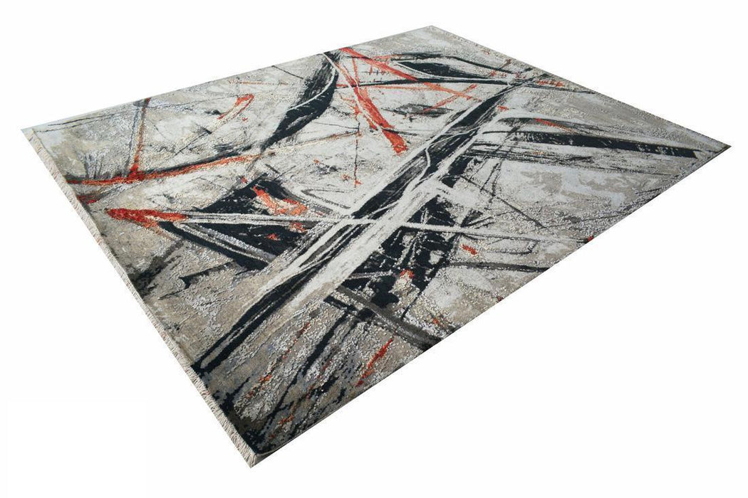 Ignite 6x9 Ivory/Red/Black Wool and Silk