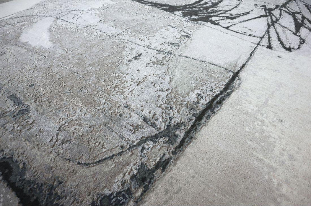 Sangha 8x10 Ivory/Grey Wool and Silk