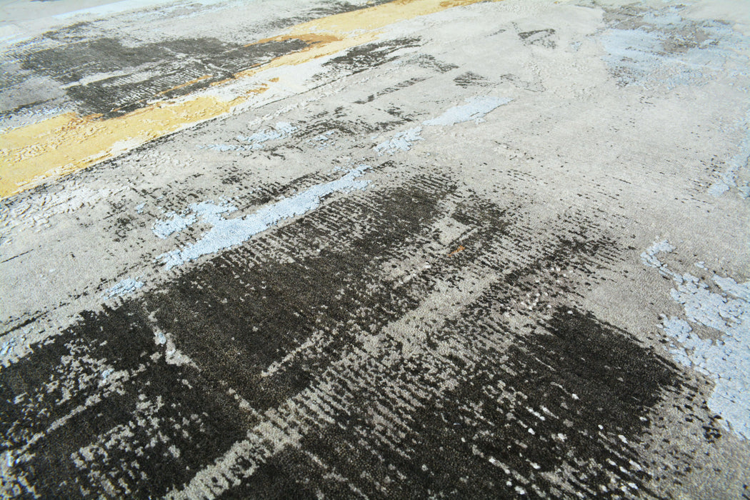 Shibuya 8x10 Gold/Charcoal Wool and Silk