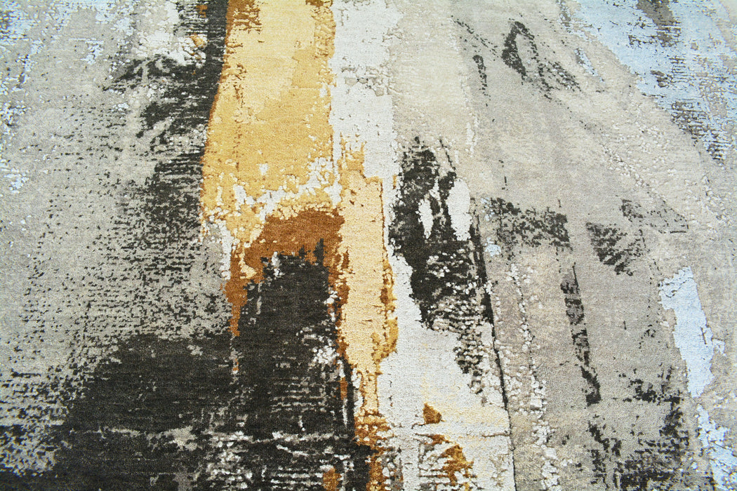 Shibuya 8x10 Gold/Charcoal Wool and Silk