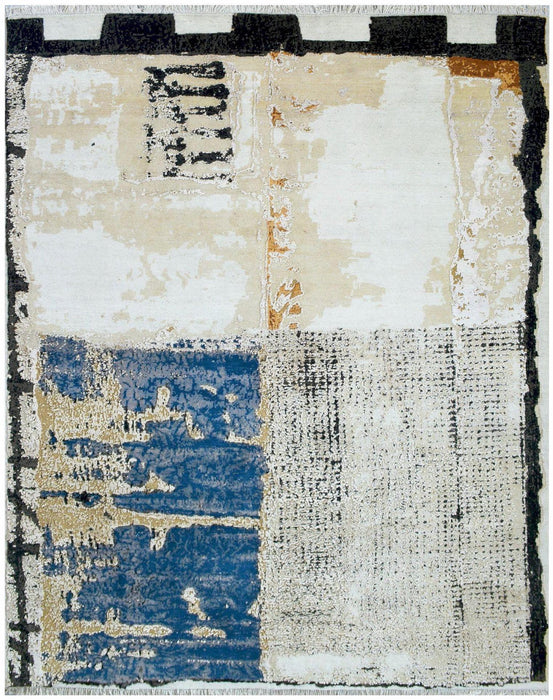 Côte d'Azur Beige/Blue Wool and Silk