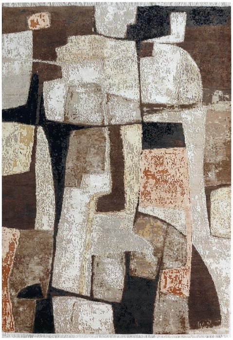 Cubism 5x7 Ivory/Brown Wool and Silk *New Arrival