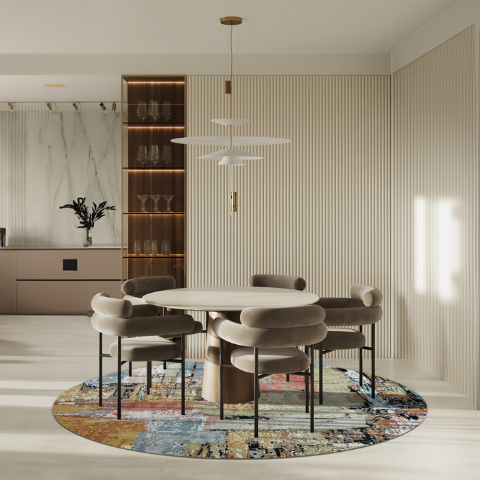 Eden Round Gold/Green Wool and Silk