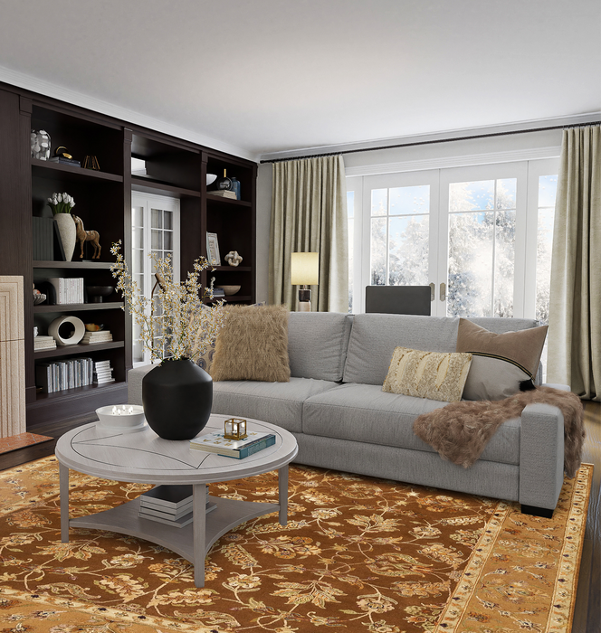 Reflections 8x10 Brown/Gold Wool and Silk Embossed.