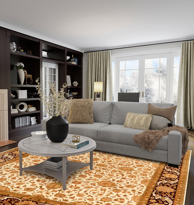 Old Isfahan 8x10 Ivory/Red Wool and Silk