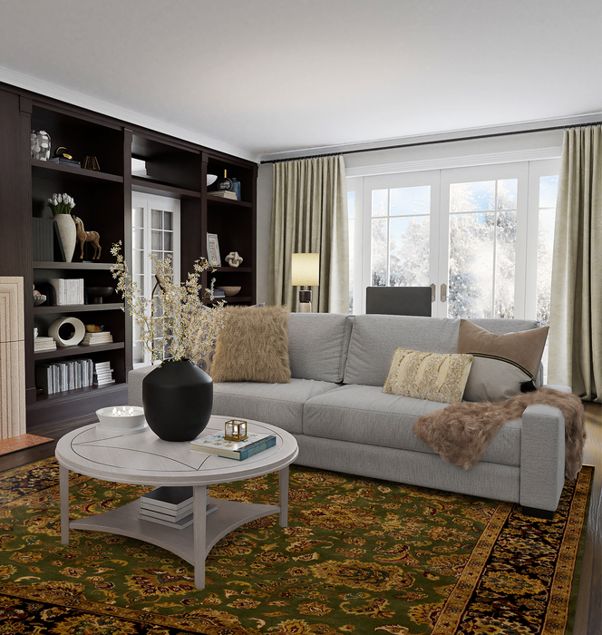 Mashhad 8x10 Green/Black Wool