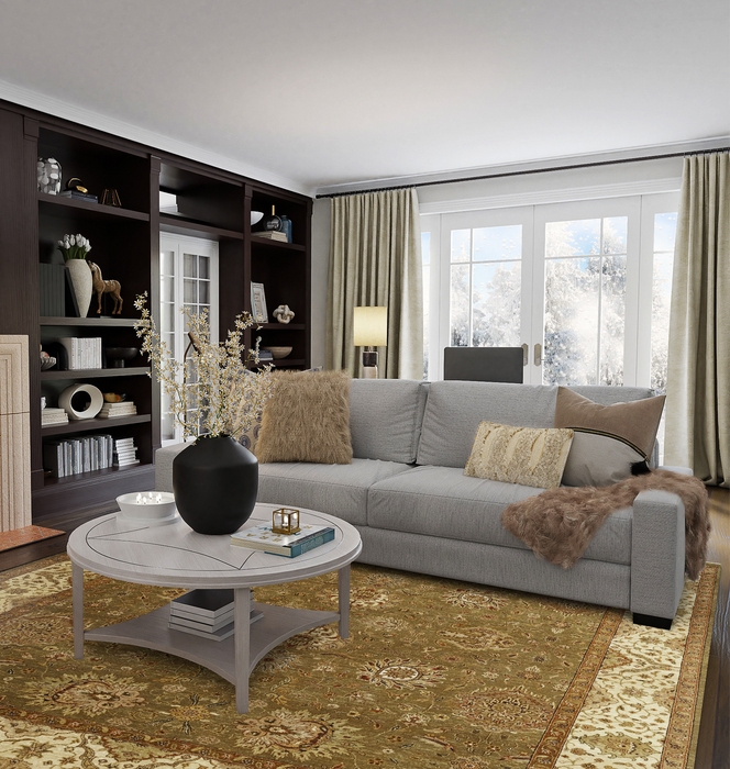 Elegance 8x10 Olive/Ivory Wool