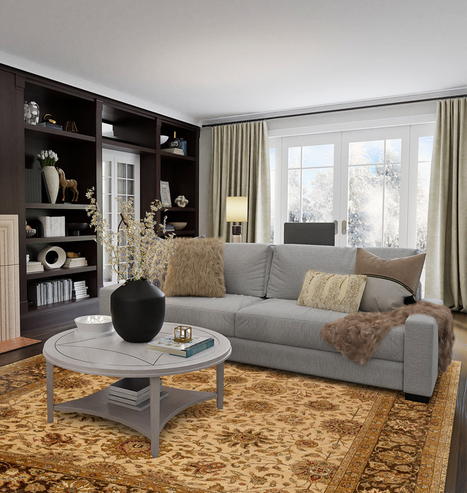 Agra 8x10 Ivory/Brown Wool