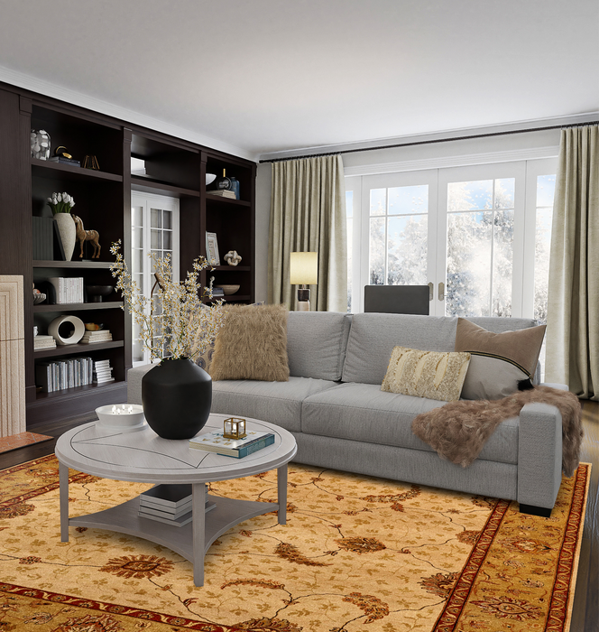 Elegance 8x10 Beige/Gold Ghazni and Argentinian Highland Wool