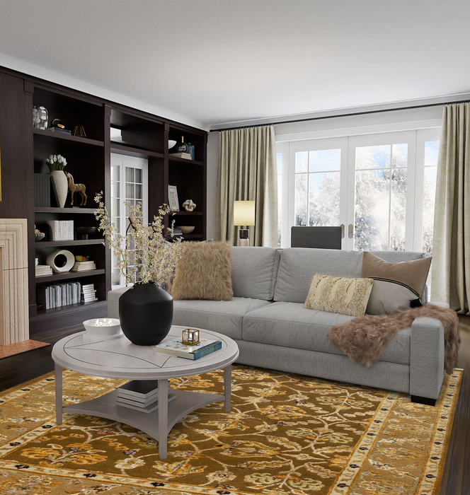 Reflections 6x9 Brown/Gold Wool and Silk Embossed