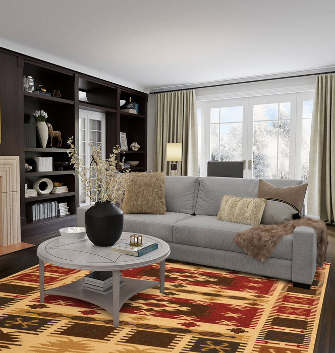 Dhurrie 6x9 Ivory/Red Wool