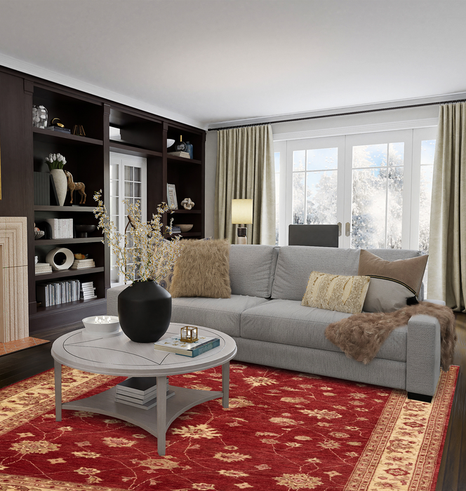 Chobi 6x9 Garnet Red/Ivory Wool