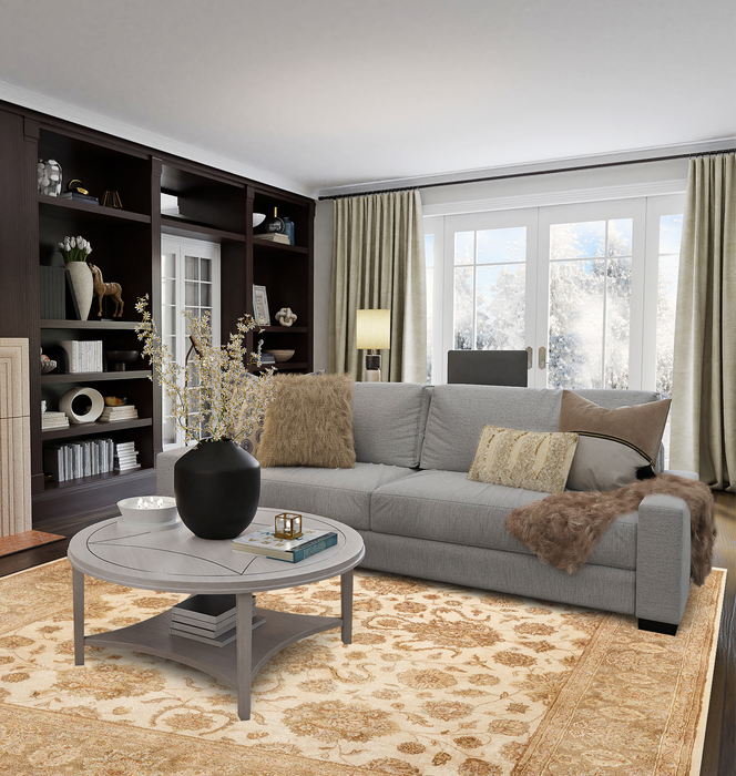 Superluxe 8x10 Ivory/Charcoal Raw Silk