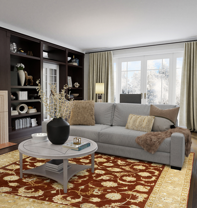 Reflections 8x10 Red/Beige Wool and Raw Silk