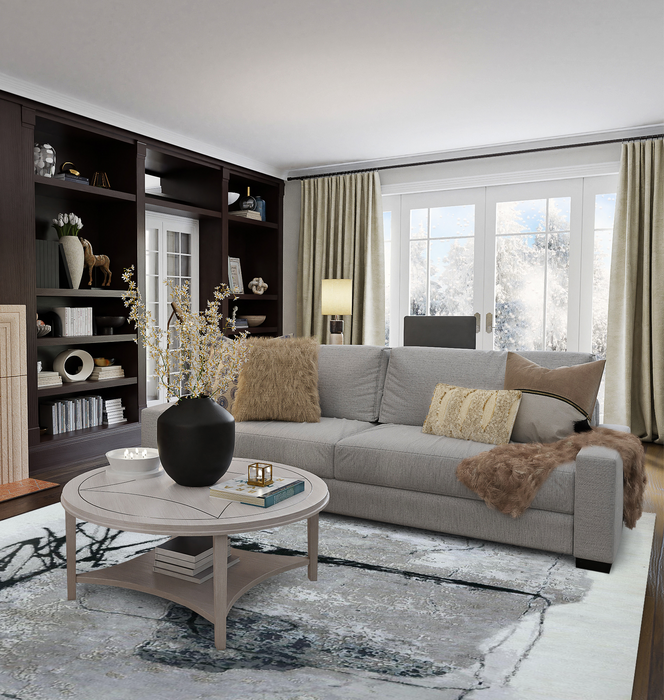 Sangha 8x10 Ivory/Grey Wool and Silk