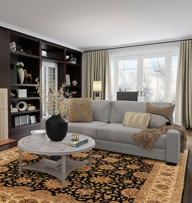 Agra 8x10 Black/Ivory Wool