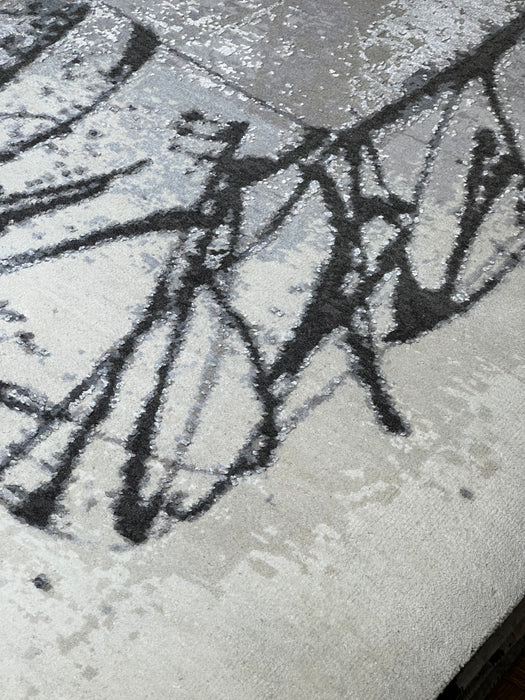 Sangha 8x10 Ivory/Grey Wool and Silk