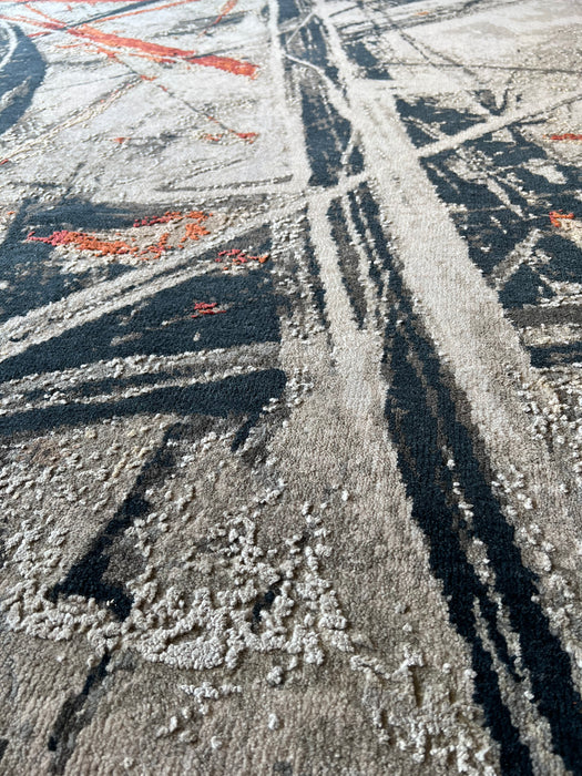 Ignite 6x9 Ivory/Red/Black Wool and Silk