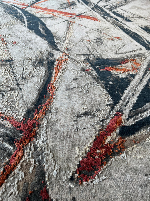 Ignite 6x9 Ivory/Red/Black Wool and Silk