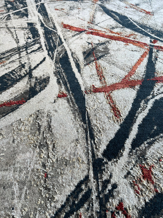 Ignite 6x9 Ivory/Red/Black Wool and Silk