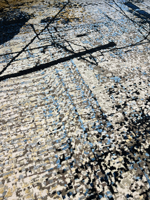 Architect 9x12 Beige/Midnight Blue Wool and Silk